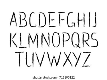 Vector Font. Brush strokes type. Grunge ABC. Painted letters design