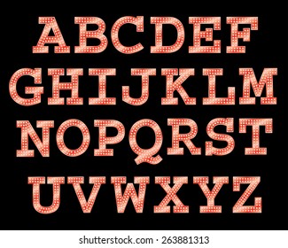 Vector font with bulbs.