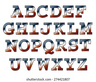 Vector font with bulbs.