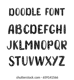 Vector font, cartoon doodle alphabet