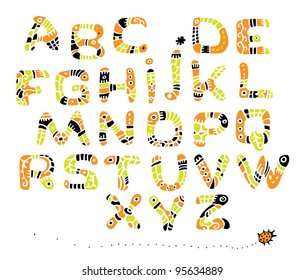 vector font color painted in the style of ethnic / Color font in the style of ethnic