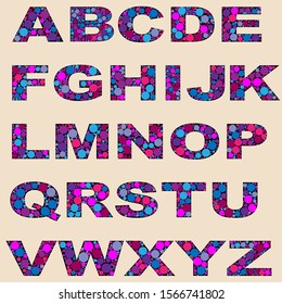 Vector font with colorful circle pattern 
