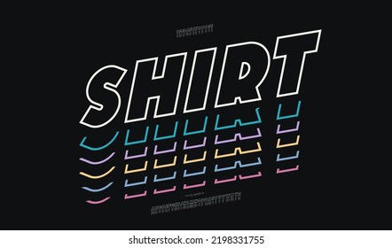 Vector font colorful line style modern typography for decoration, industrial, logo, poster, t shirt, book, card, sale banner, printing on fabric. Cool 3d typeface. Trendy alphabet. 10 eps