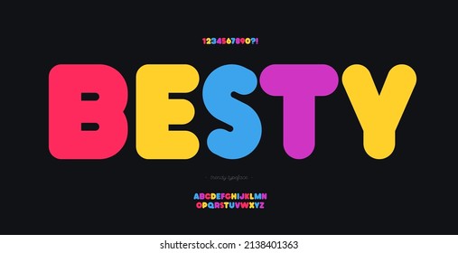Vector font colorful style modern typography for infographics, motion graphics, video, promotion, decoration, logotype, party poster, t shirt, book, animation, banner. 10 eps