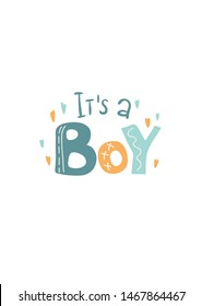 Vector font composition, this is a boy. Cartoon illustration in a simple hand-drawn style.