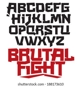 Vector font. Cool modern type. Asian, japanese typeface. Martial arts. You can easily tweak it to make your own unique lettering