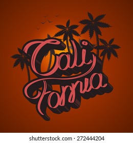 vector, font design composition on the topic of California, a beautiful font