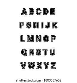 Vector Font With Double Outline. Bold Alphabet 