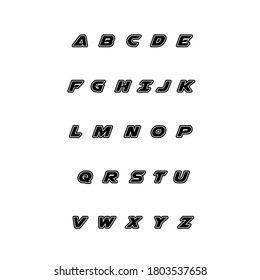 vector font with double outline. bold alphabet 