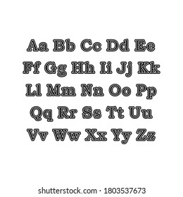 vector font with double outline. bold alphabet 