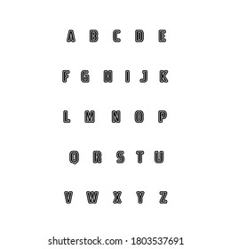 vector font with double outline. bold alphabet 