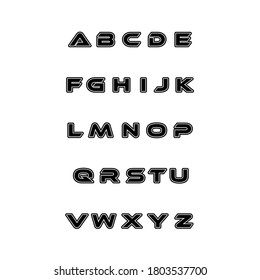 vector font with double outline. bold alphabet 