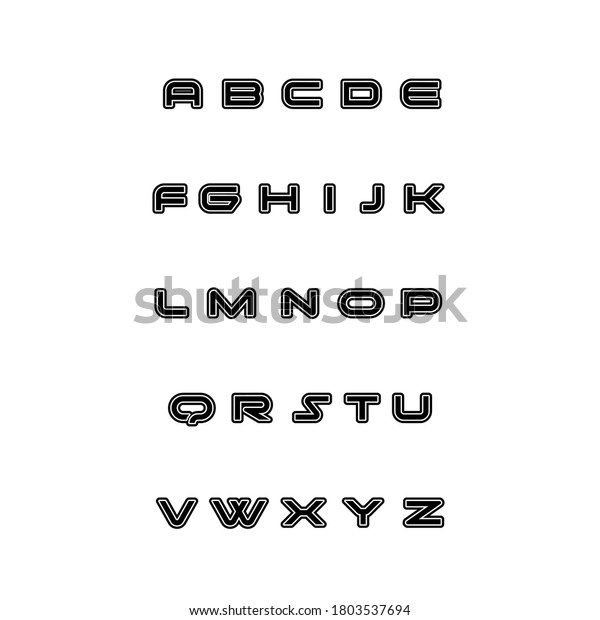 Vector Font Double Outline Bold Alphabet Stock Vector (Royalty Free ...