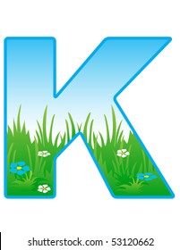 Vector font with elements of the landscape.