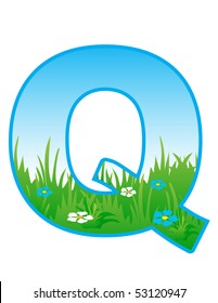 Vector font with elements of the landscape.