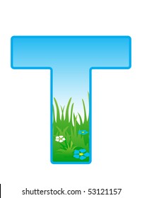 Vector font with elements of the landscape.