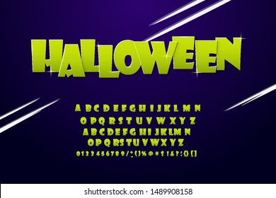 Vector font for Halloween. Bold 3D typography a sans serif font style for the poster, decoration, promotion, book, t shirt, sale banner, printing on fabric. Cool modern alphabet. Trendy font. 10 eps