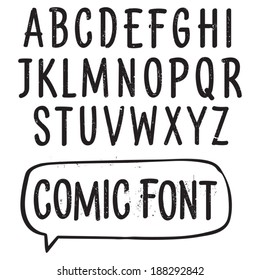 Vector font. Hand drawn scratched type for price tags and comic use. Grunge letters.