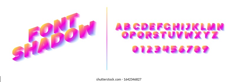 vector font illustration. Stylish bold vector composite font shadow . set of letters English alphabet. uppercase letters, lowercase letters and numbers