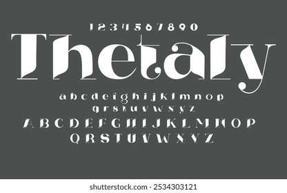 Vektorschriftart Kleinbuchstaben, Großbuchstaben und Zahlen Typografie, urbane Stilanzeige für Mode, Sport, Technologie, digital, Musik, Film, Logo-Design,