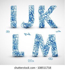 Vektorschriftart aus blauen Buchstaben des Alphabets (mein Portfolio auf andere Buchstaben überprüfen)