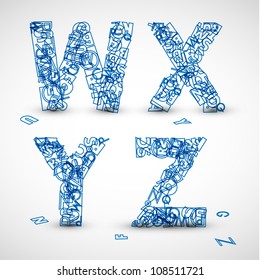 Vector font made from blue letters of the alphabet (check my portfolio for other letters)