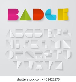 Vector font made of cutted and folded paper. Latin alphabet, letters from A to Z. Easy to apply different colors. 