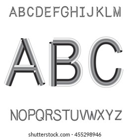 vector font made of metal pipes in grey