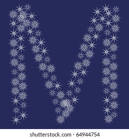 Vector font made of snowflakes