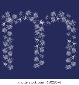 Fuente vectorial hecha de copos de nieve