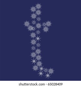 Vector font made of snowflakes