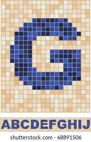 Vector font made of truelike mosaic. A-J