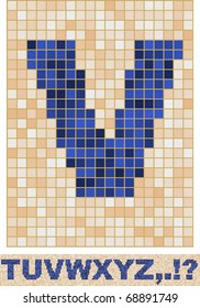 Vector font made of truelike mosaic. T-Z.