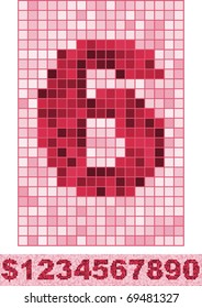 Vector font made of truelike mosaic. 0-9