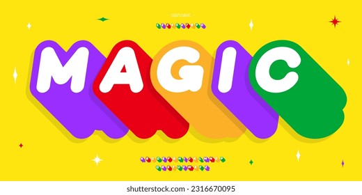 Vector font magic 3D bold colorful style trendy typography
