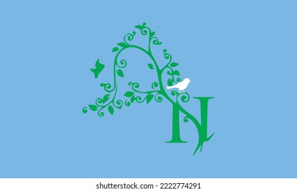 vector font N nature concept