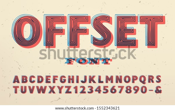 Vector Font Offset Ink Plate Effect Stock Vector Royalty Free