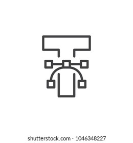 Vector font outline icon. linear style sign for mobile concept and web design. Drawing letter T simple line vector icon. Symbol, logo illustration. Pixel perfect vector graphics