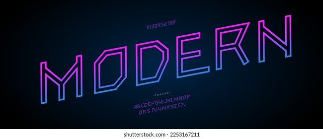 Vector font outline modern style trendy typography