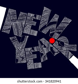 Vector Font Postcard Happy New Year!