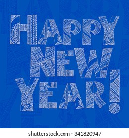 Vector Font Postcard Happy New Year!