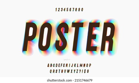 Vector font poster colorful modern typography style for infographics, motion graphics, video, promotion, decoration, logotype, party poster, t shirt, book, animation, banner. 10 eps