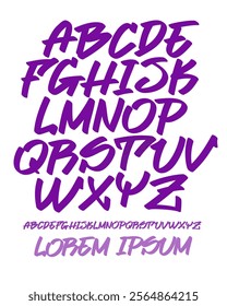 Vector font in readable graffiti hand written style. Marker or brush effect. Capital letters alphabet.