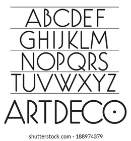 Vector font. Retro art-deco type.