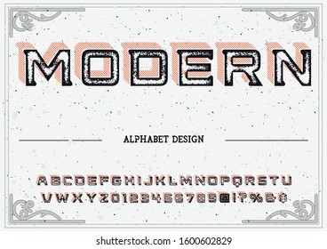 Vector font. rough of stylized and alphabet design old style Typography creative font design Abstract modern alphabet