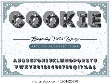 Vector font. rough of stylized and alphabet .design old style Typography creative font design. Abstract modern alphabet