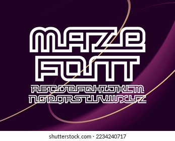 Vector font set with abstract geometric maze shape