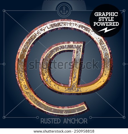 Vector font set of rusted letters. Old school vintage yacht club. Symbols 1
