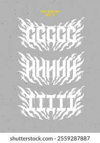 Vector font set with sharp and noisy shape in style of heavy music fan art named - Feral Raven