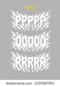 Vector font set with sharp and noisy shape in style of heavy music fan art named - Feral Raven